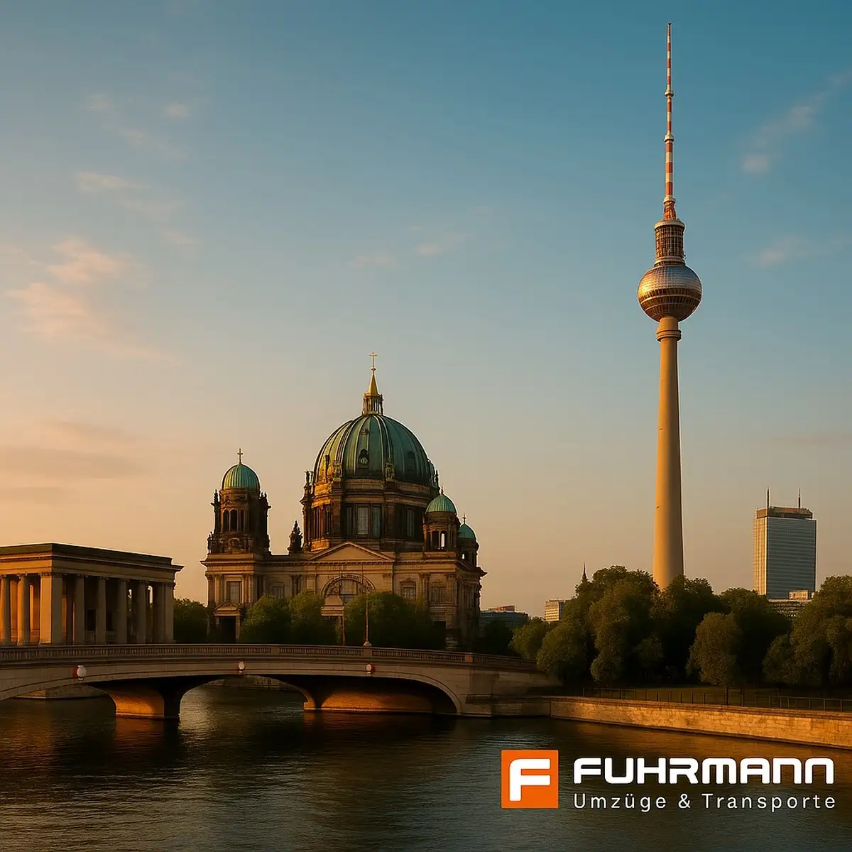 Skyline von Berlin mit Fernsehturm und Spree
