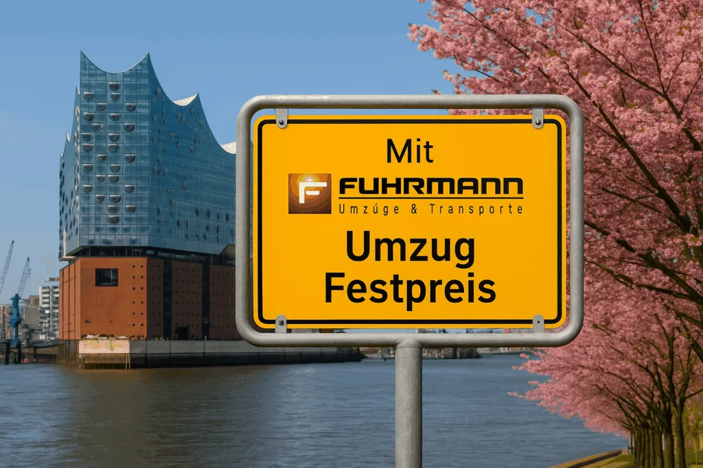 Fuhrmann Umzüge Hamburg — Festpreis-Versprechen mit Ortsschild-Branding